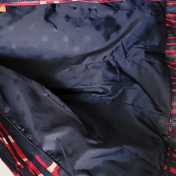 Tory Burch RARE allover painted plaid NWT Buttery Leather Crop jacket large - Picture 10 of 16